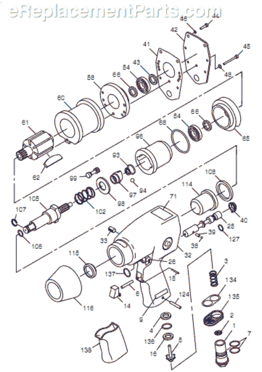 Page A Diagram and Parts List for CP772H-6 T024757 Chicago Pneumatic Wrench